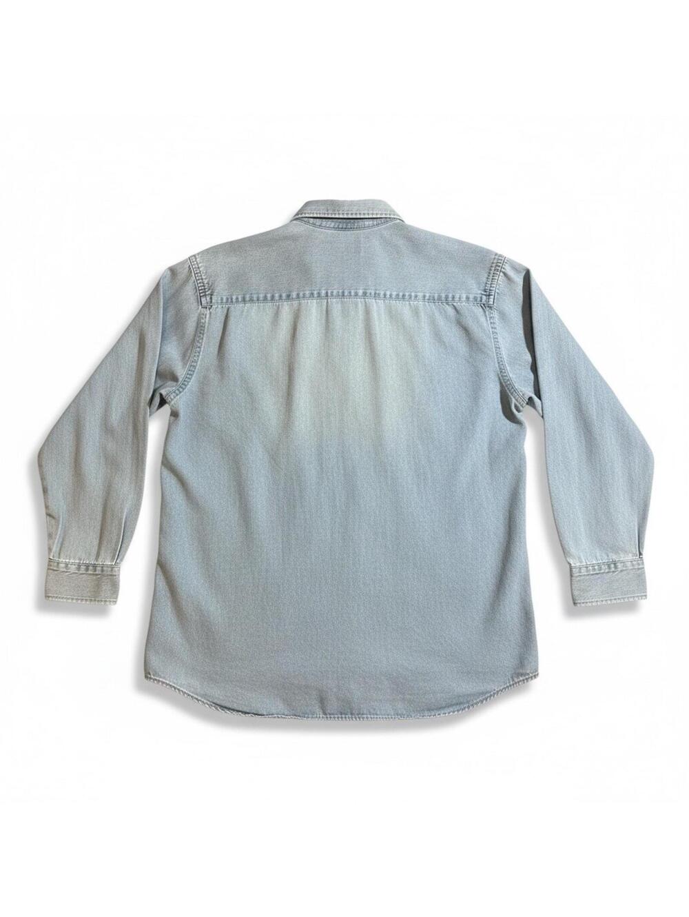 Cutter & Buck Shirt Mens L Light Blue Denim Long Sleeve Button Up Pfizer Logo - Picture 2 of 11